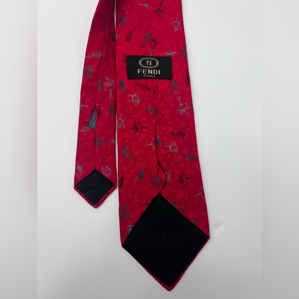 Fendi Italian silk neck tie